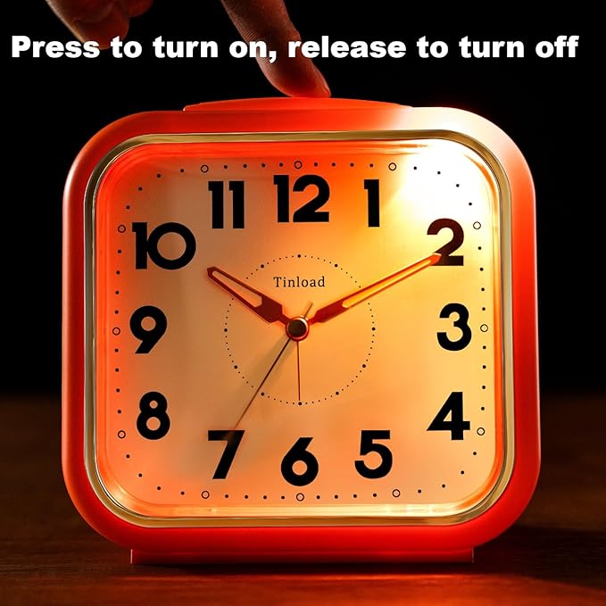 5.5" Large Analog Alarm Clock • Silent Non Ticking • Gentle Wake • Beep Sounds