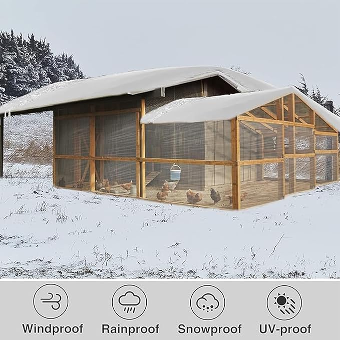 7x7 FT Clear Tarp with Grommets, Transparent Heavy Duty Waterproof Tarp Cover with Reinforced Edge, Rainproof Canopy Fabric for Camping, Chicken Coops Cover