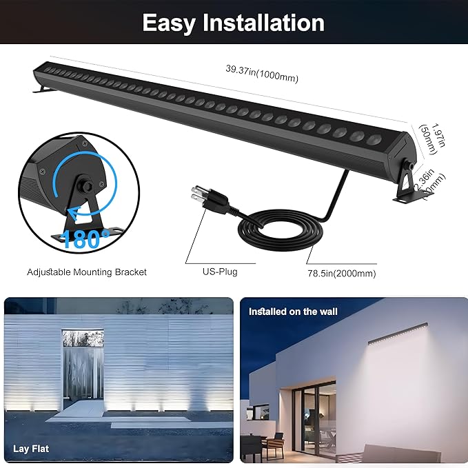 Smart LED Linear Wall Washer Light, 40 Inch Bluetooth Multi-Mount Pendant Light
