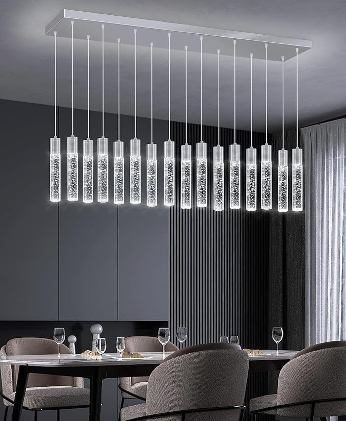 16-Lights Modern Crystal Rectangular Chandeliers LED Pendant Light
