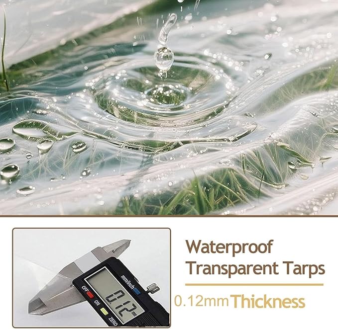 18x18 FT Heavy Duty Clear Waterproof Tarp, Transparent Vinyl Tarpaulin with Reinforced Grommets for Outdoor Garden Greenhouse, Patio, Porch, Chicken Coop, Camping Cover