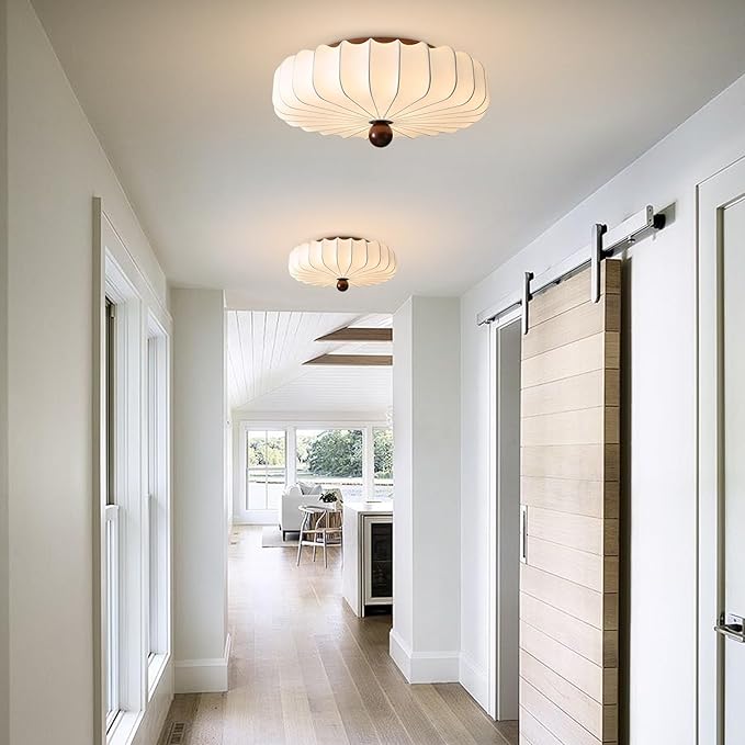 KCO Lighting Silk Semi Flush Mount Ceiling Light Fabric Flush Mount Light