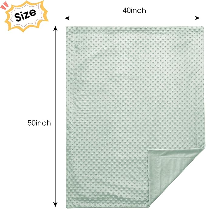 david's kids Micro Fleece Minky Baby Blanket for Girls with Double Layer and Soothing Raised Dots, 40x50 Inches Breathable and Soft Lightweight Receiving Blanket for Newborns, Sage Green
