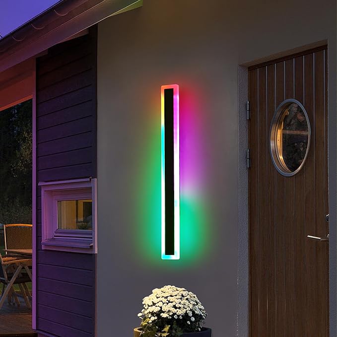 Mikeru Modern Outdoor Light Fixture, 31.4inch Modern RGB Outdoor Wall Light