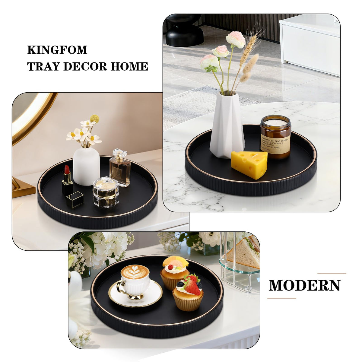 Round Decorative Tray for Coffee Table