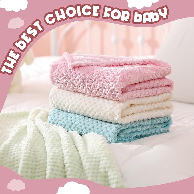 Frienda 4 Pcs Baby Fuzzy Blanket Fluffy Baby Blanket for Boys Girls Soft Warm Infant Newborn Toddler Receiving Nursery Bed Supplies, 32 x 24 Inch(Fresh Color)
