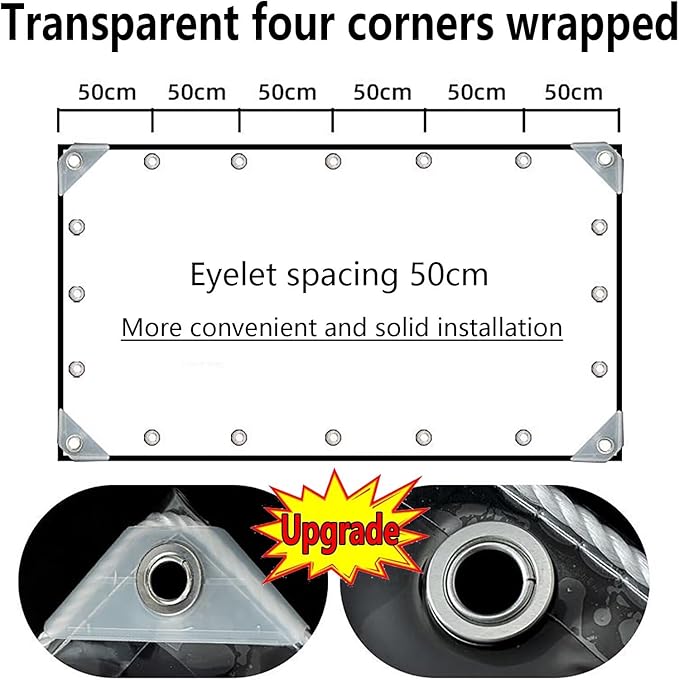 Clear Tarp,7ft x 15ft Clear Tarps Heavy Duty Water Resistant with Reinforced Edge,14Mil Thickened Transparent Tear Resistant Water Resistant PVC Vinyl Tarp Enclosure for Patio,Greenhouse
