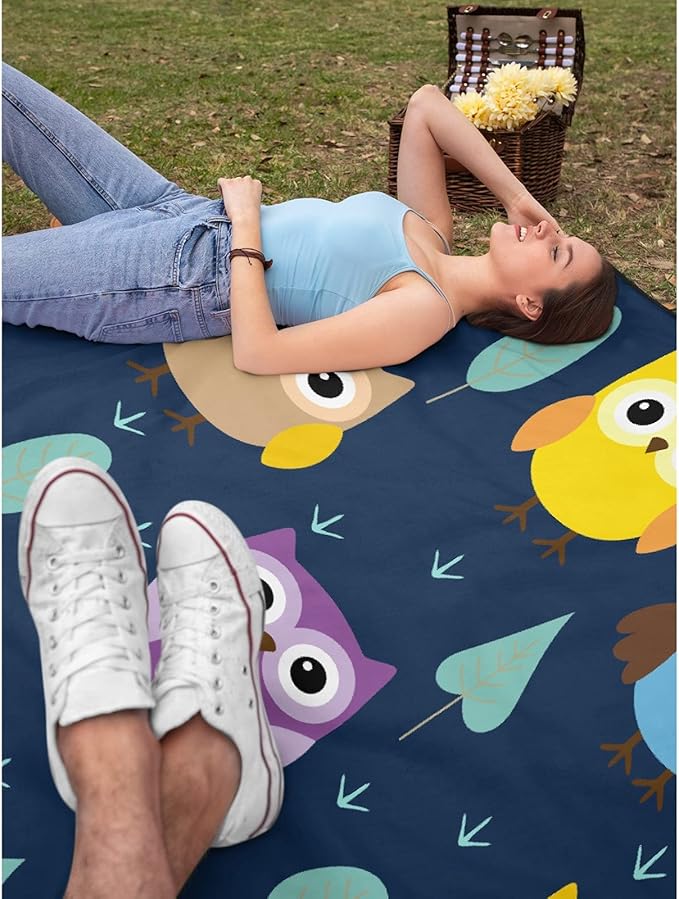 Thuswarm Cute Colorful Owl Flannel Blanket for Autumn Winter Gifts Warm Cozy Soft Funny Print Throw for Bed Couch Sofa 60”×50” Medium for Teen