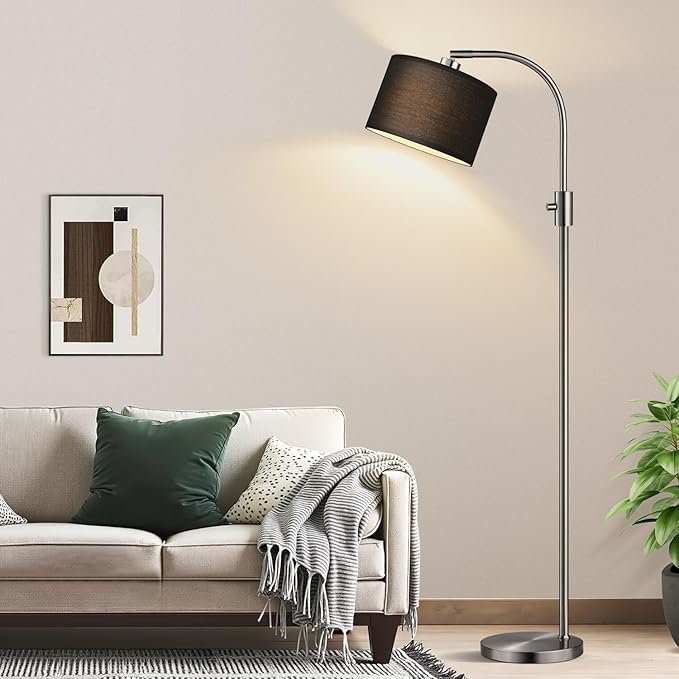 【Upgraded】 Dimmable Floor Lamp, 1200 Lumens LED Bulb Included, Brushed Nickel