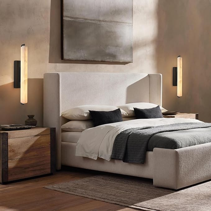 Alabaster Wall Sconce, Bronze Modern Bathroom Sconces, Indoor Wall Lighting