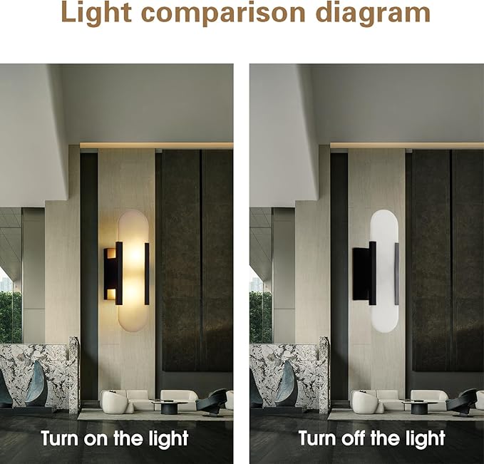 Alabaster Wall Sconces, 19.7in Wall Sconce, Natural Marble Wall Sconces Wall