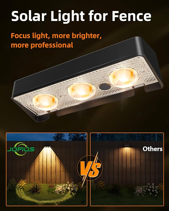 Solar Fence Lights 2 Pack, Warm White, Cool White and RGB Color Glow LED Solar