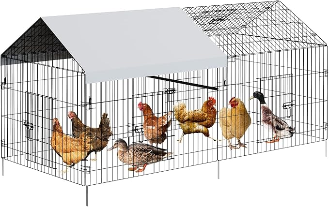 86”x 40”x 40” Metal Chicken Coop, Portable Walk-in Poultry Cage, With1 Window and 4 Doors, Durable Outdoor Hen House for Ducks, Chickens, and Small Pets (Anti-Slip, Rust-Proof Design)