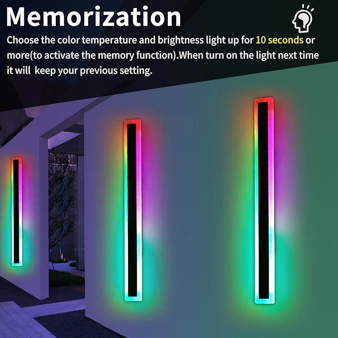 Mikeru Modern Outdoor Light Fixture, 57inch Modern RGB Outdoor Wall Light