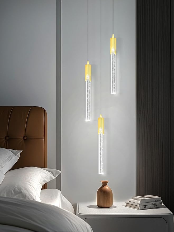 Flashing God Mini Gold Crystal Chandelier Integrated LED Pendant Light