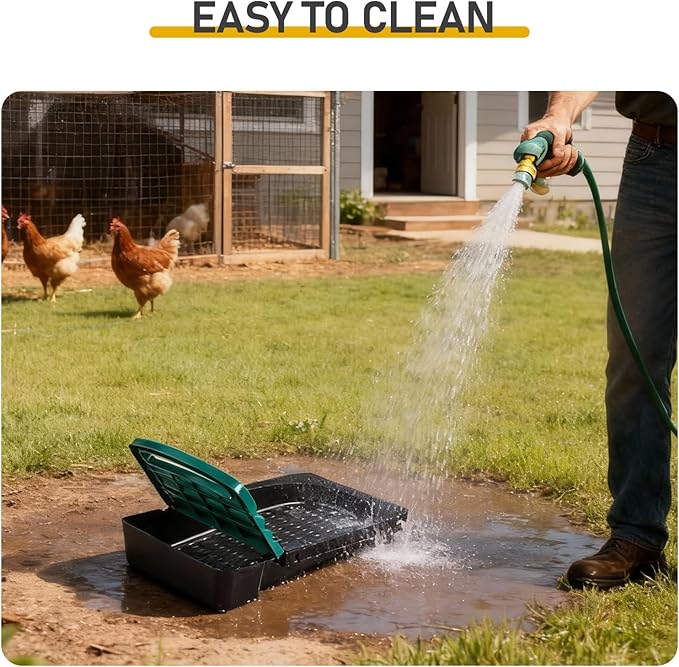 6-Hole Chicken Nesting Box with Roll Away Design Galvanized Steel Poultry Nesting Box for Hens Easy Clean Removable Trays for Backyard Coop 31.9 x 20.4 x 29 Inches