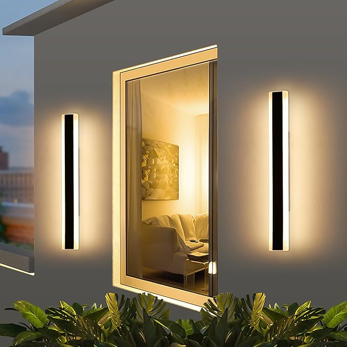 Mikeru 2pack 23.6inch Modern Outdoor Wall Light Fixtures, 3000K Exterior Lights