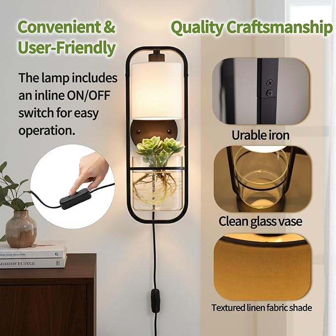 Hydroponic Planter Lamp with Grow Light, Modern Glass Table Light