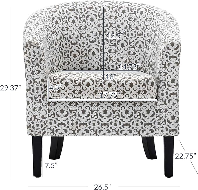 BELLEZE Accent Barrel Chair Set of 2, Linen Round Chair Club Tub Sofa Corner Chair with Flared Legs and Cozy Soft Padding for Living Room Bedroom Waiting Room - White & Brown