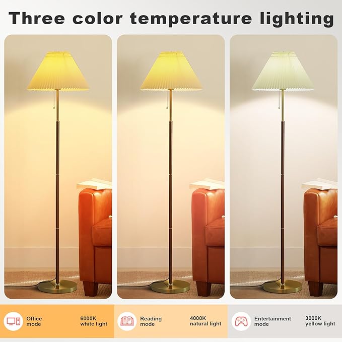 Pleated Lampshade Tall Floor Lamp