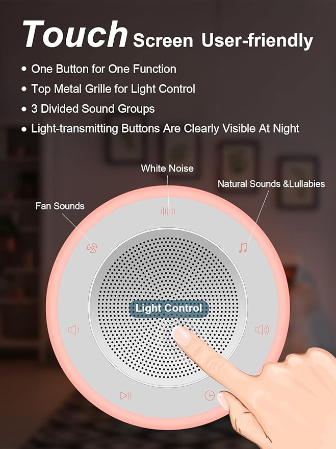 Sound Machine,White Noise Machine for Baby with Night Light, 32 High Fidelity Sounds,Plug in,5 Timers & Memory Feature, Noise Machine for Baby Kids Adults,Home