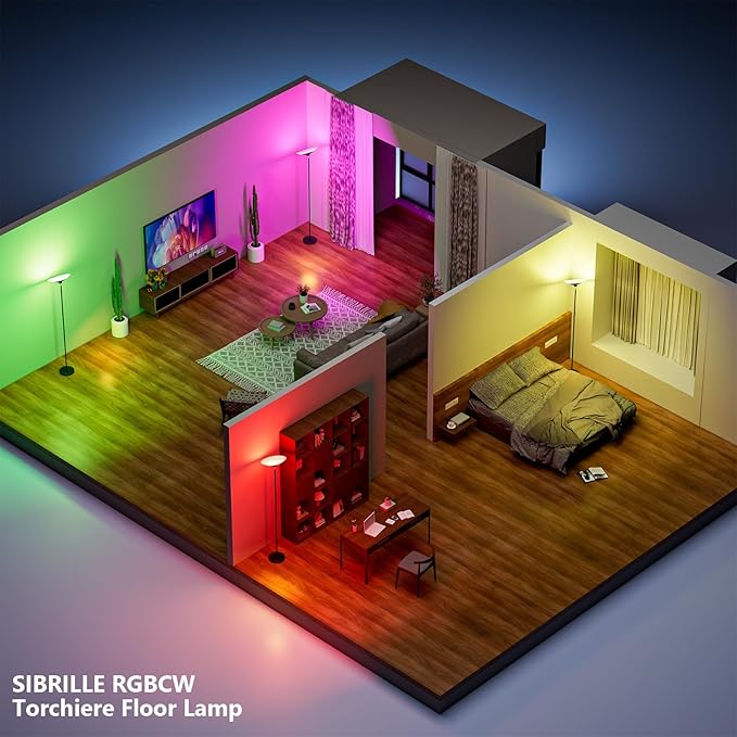 RGB Torchiere Floor Lamp - 30W Dimmable LED Standing Lamp