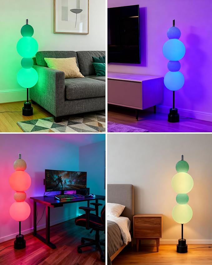 Blue Globe Floor Lamp -RGB& 3000K Dimmable LED Dimmable LED, Touch Switch
