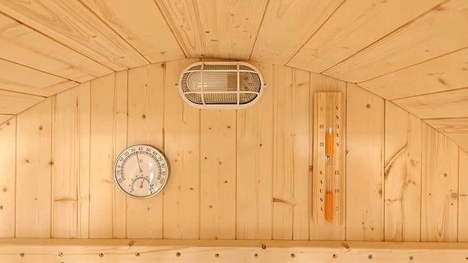 ZONEMEL Outdoor Barrel Steam Sauna, Canadian Pine Sauna Room for 6-8 Person with 6KW ETL Certified TOULE Heater,Rocks, 8mm Tempered Glass, Waterproof System