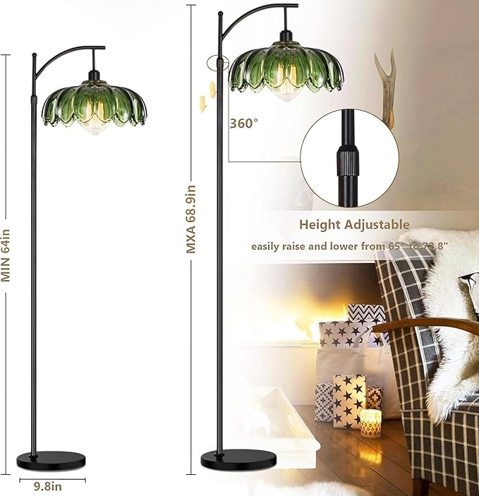 Gold Floor Lamp for Living Room, Standing Lamp