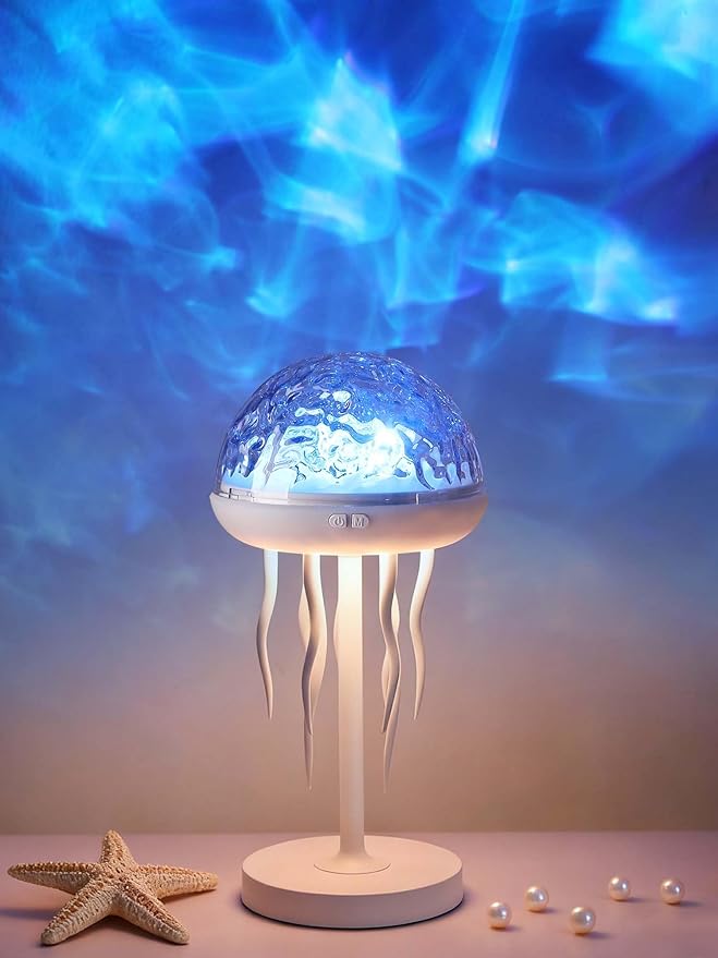 Fuloon Projection Lamp with Remote Control, Adjustable Jellyfish Shaped Table