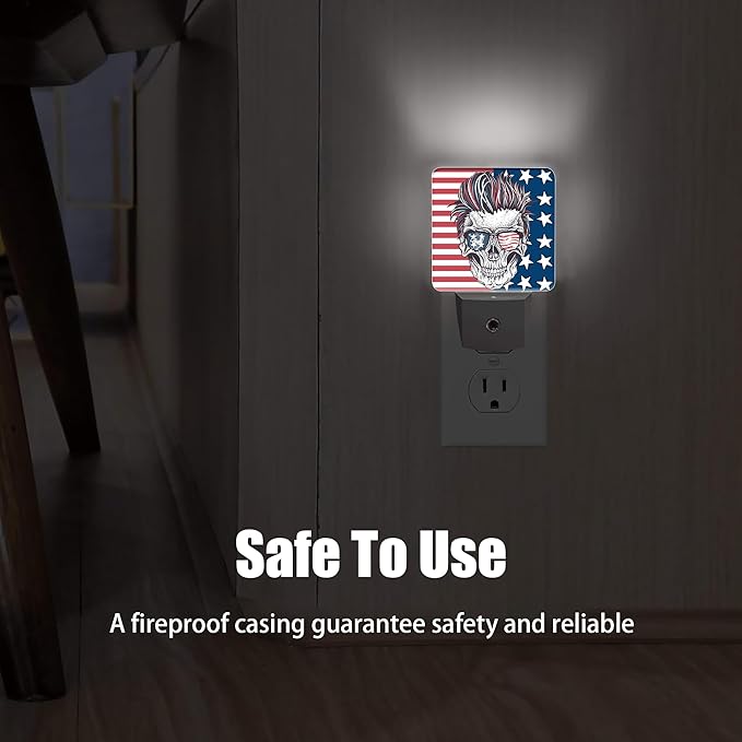 Abstract USA Flag Night Light, Hippe Skull Plug into Wall