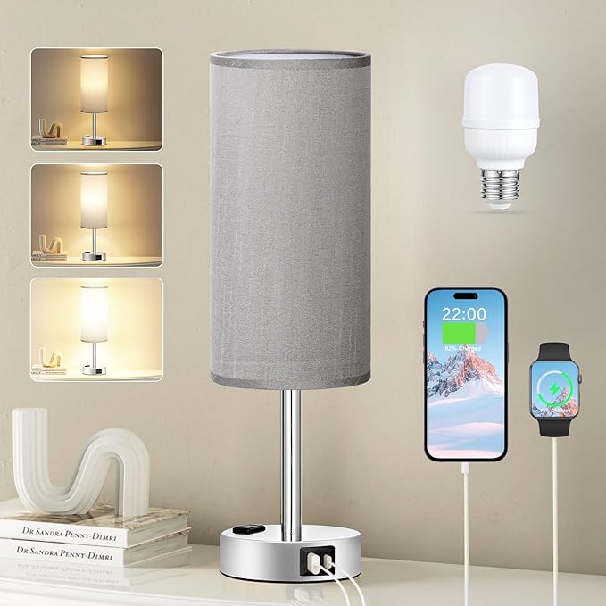 Fenmzee Grey Nightstand Table Lamp