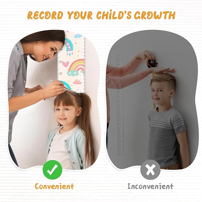 Personalized Name Height Chart for Kids, Rainbow Height Measurement for Wall, Child Height Measure Wall Chart Bedroom Nursery Wall Decoration, Playroom Essentials, Children's Day Gifts