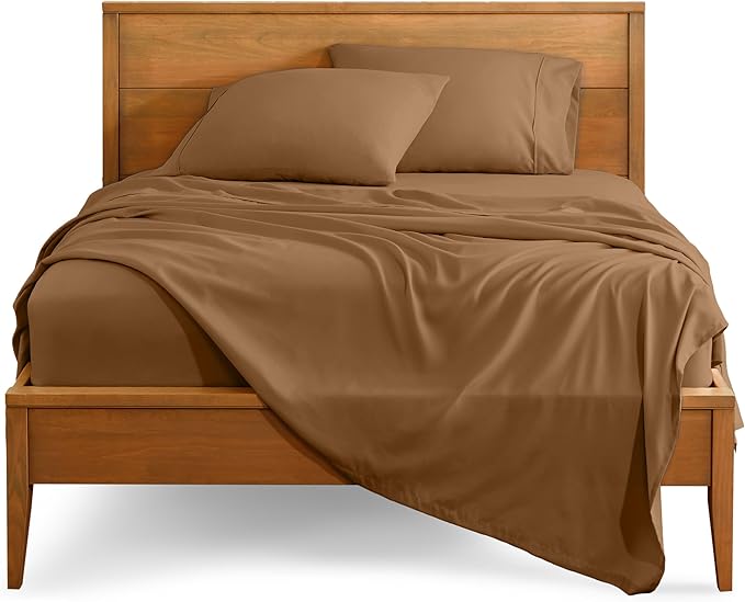 Bare Home Full Sheet Set - Luxury 1800 Ultra-Soft Microfiber Full Bed Sheets - Double Brushed - Deep Pockets - Easy Fit - 4 Piece Set - Bedding Sheets & Pillowcases (Full, Caramel)