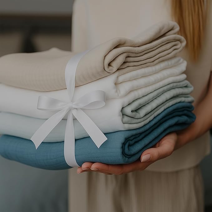 Goqan Muslin Blanket King Size 90x108 – 100% Cotton 4 Layer Boho Muslin Blanket for Adults, Lightweight, Soft, Breathable for Bed, Couch - Light Grey