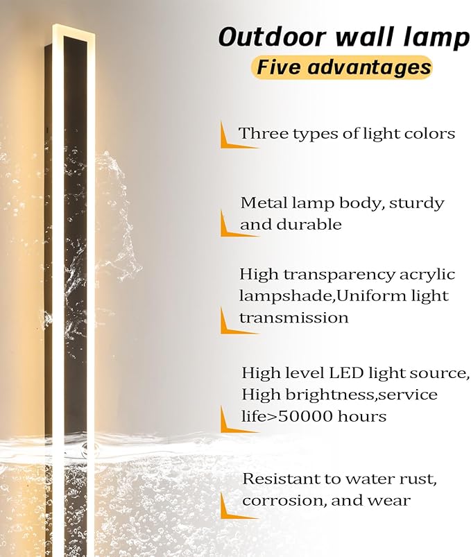 1 Pack 79inch Modern Outdoor Light LED 3000K-6000K Dimmable Outdoor Wall Lights