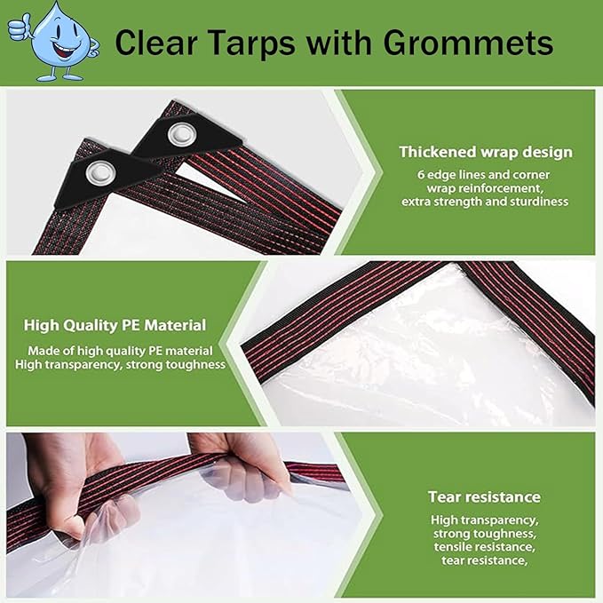 Chicken Coop Cover for Winter - Waterproof Chicken Coop Tarp with Elastic Cords & Rope, Durable Covers for Winter Protection Patio Covering Henhouse Porch Canopy Plant Camping,4x5 FT