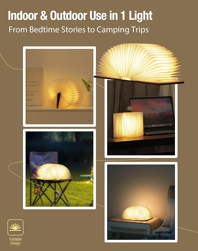 5.7 Inch Wooden Book Lamp