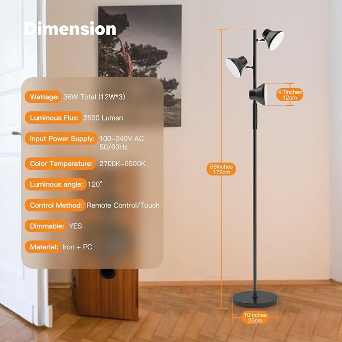 LED Floor Lamp, 36W Modern Floor Lamp