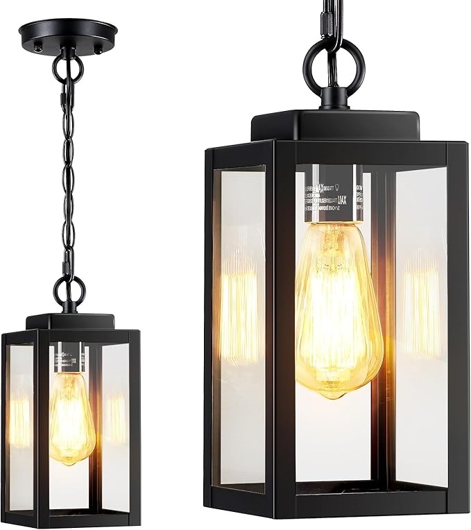11'' Outdoor Pendant Light, Modern Outside Chandelier Outdoor Hanging Lantern