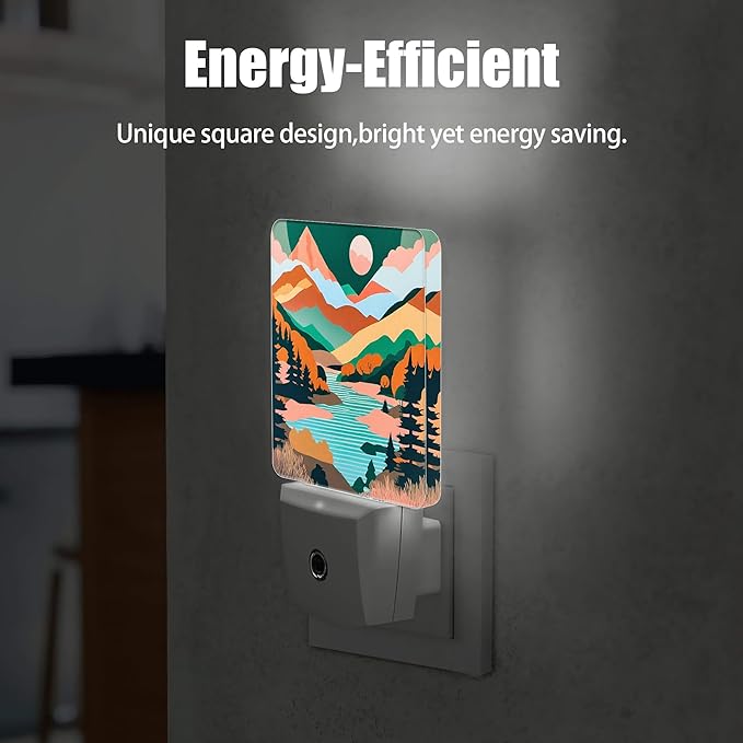 Pink Moon Mountain Night Light, River Plug into Wall