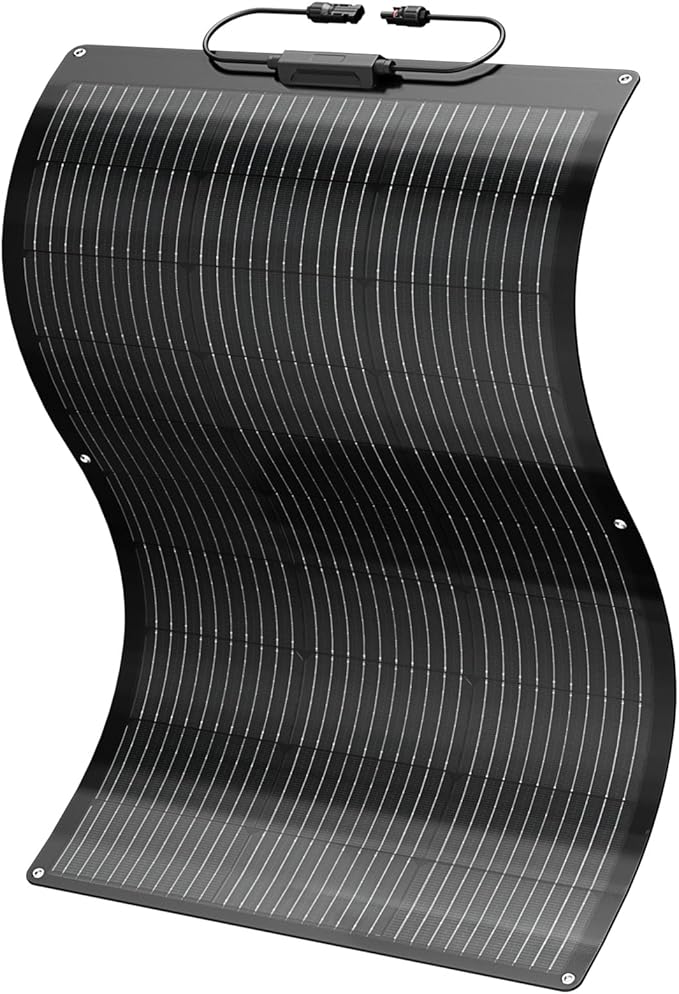 BougeRV Arch 100 Watt Fiberglass Flexible Solar Panel, Portable Bendable 12 Volts 10BB Mono Cell for RV Camping Home Boat Marine Curve Surface Black