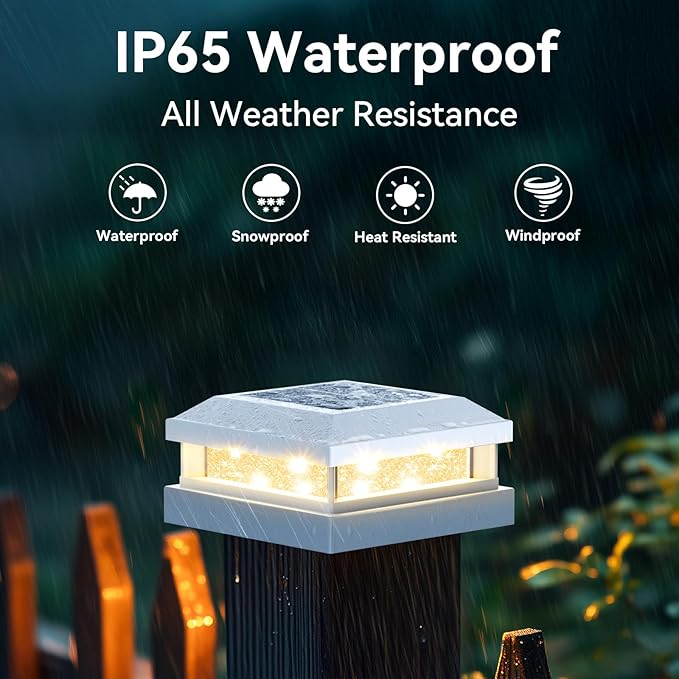 8-Pack Solar Post Cap Lights Outdoor, Waterproof Solar Powered Deck Lights