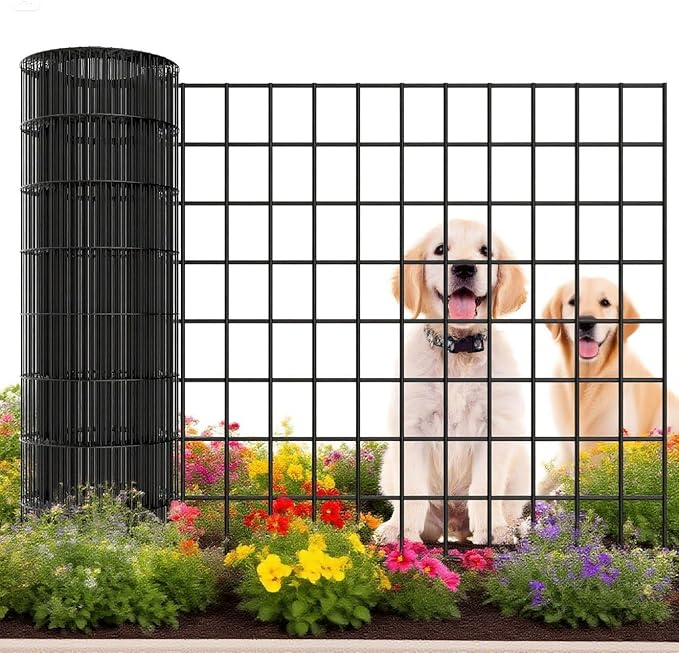 AMAGABELI GARDEN & HOME Black PVC Coated Welded Wire Fence 36inchx50ft 2inchx3inch 16Gauge Garden Border Fencing Roll Vinyl Coating Metal Wire Mesh Garden Bed Plant Supports Poultry Netting Cage