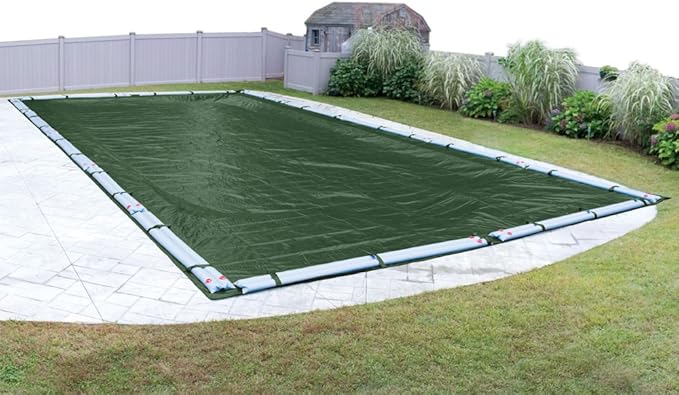 Robelle 16 x 36 ft Professional Green Winter Pool Cover for Inground Pools, 5 ft Overlap (21 x 41 ft Cover Size), Solid 12 x 12 Scrim, 3.7 oz/yd2, 15-Year Warranty, Style: 371636RA