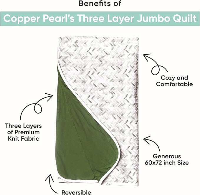 Copper Pearl Blitz Jumbo 3-Layer Toddler Blanket: Soft Quilts for Boys & Girls | Breathable, Cozy, Baby Quilt | 46x46 Premium Polyester/Rayon