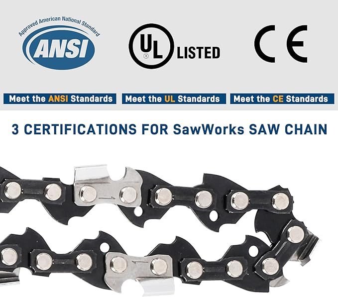 3-Pack 10 Inch Chainsaw Chain, 3/8" LP Pitch .043" Gauge 40 Drive Links for Milwaukee Pole Saw M18 FUEL, 49-16-2723, Worx WG323, WG323.9, Ryobi P546, Black and Decker LCS1020, Oregon R40 and More
