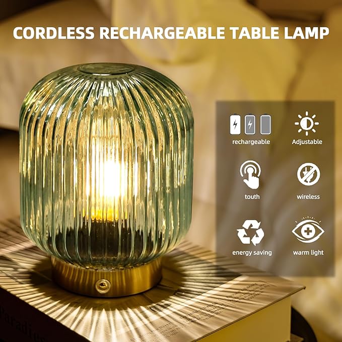 MJ PREMIER Rechargeable Table Lamp, Small Cordless LED Lamp