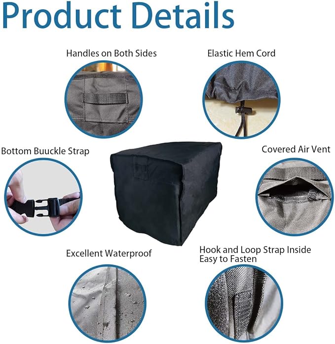 Waterproof Generator Cover 26 x 20 x 20 inch, for Most Generators 3000-6500 Watt, Heavy Duty Thicken 600D Polyester,Weather and UV Resistant