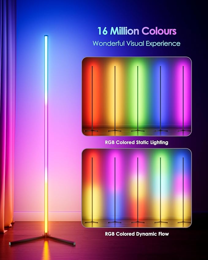 LED Corner Lamp, 216 Dynamic Light Effects and Music Sync